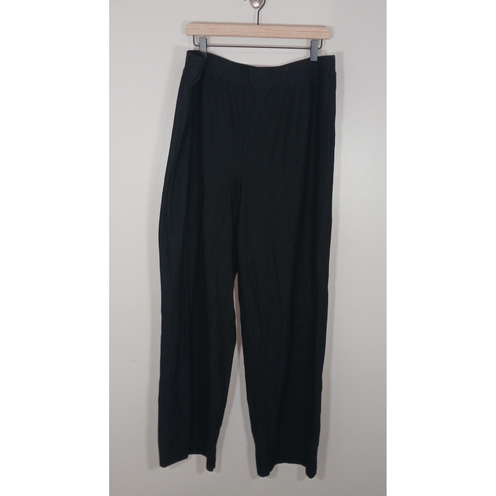 Eileen Fisher Black Pull On Pants 2X Stretch Elastic Waist Wide Leg Women